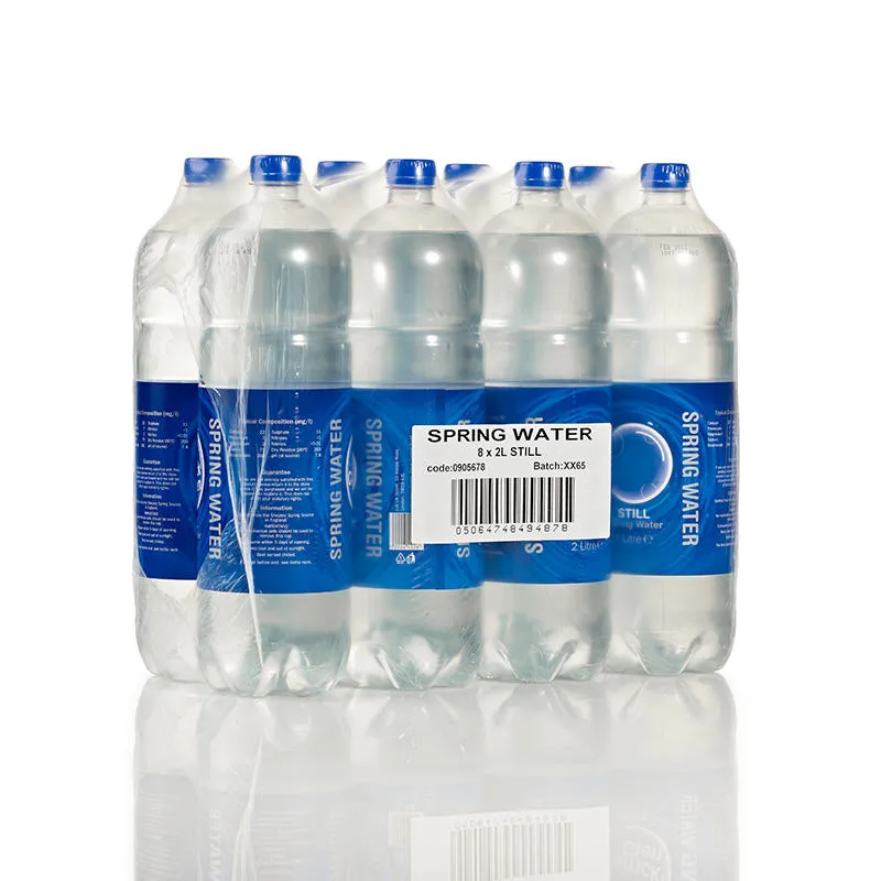 Multi pack water bottle line with tray and film overwrap 