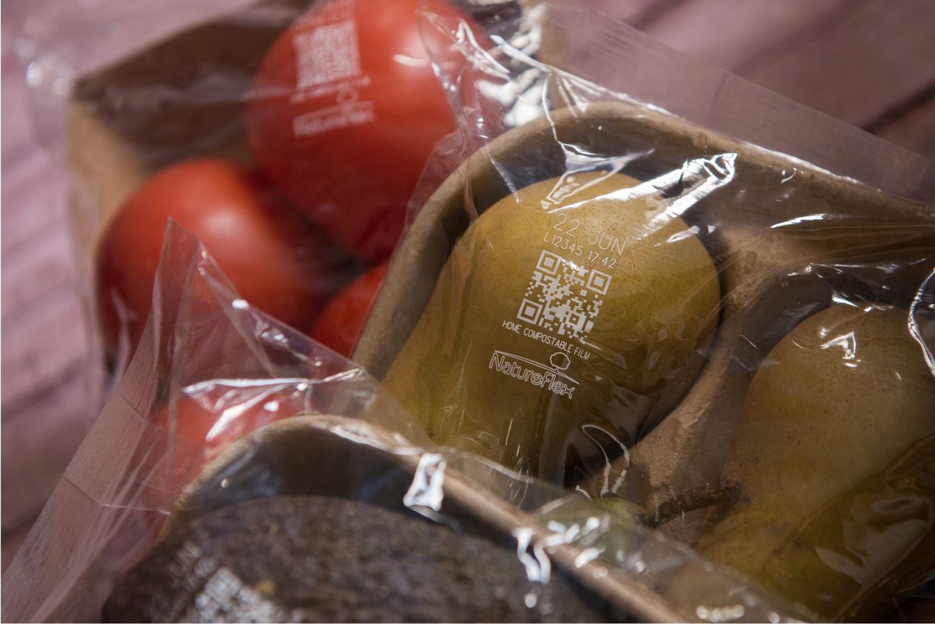 Packaged fresh product printed with QR code