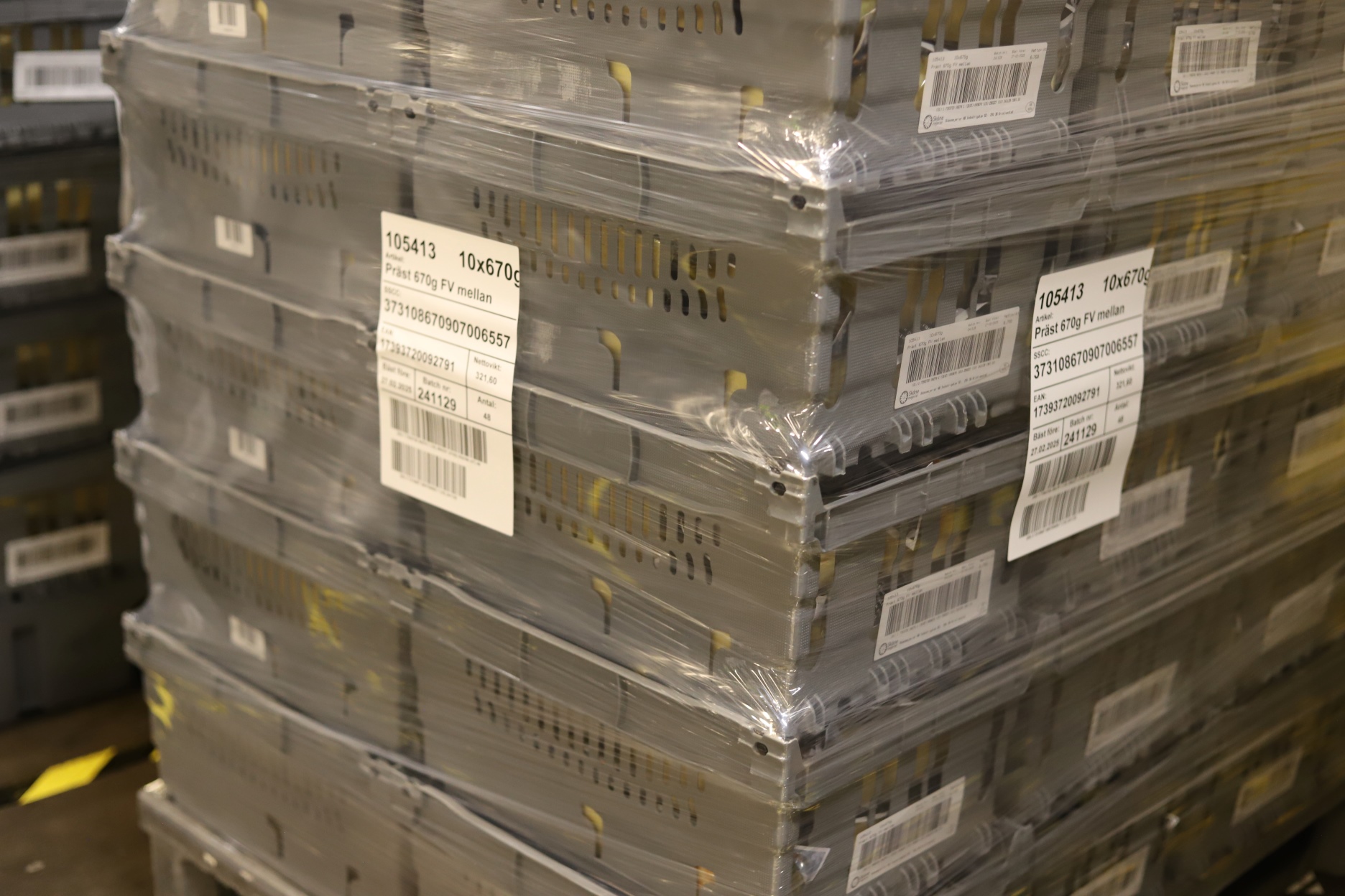 Pallet packed and labeled